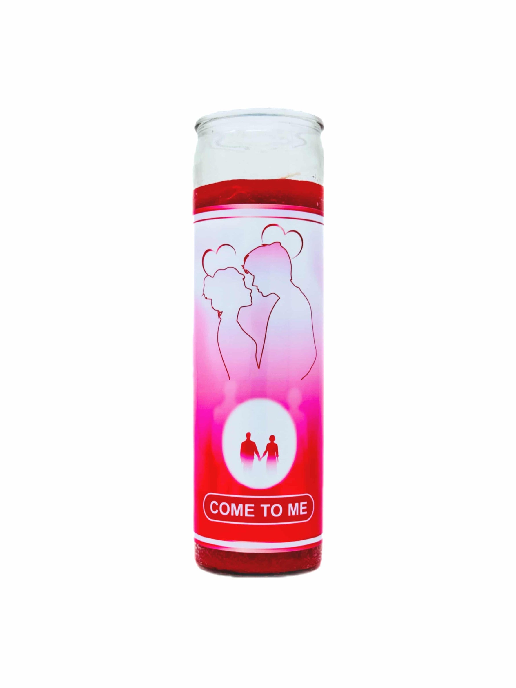 Candle with a red and white design on a white background